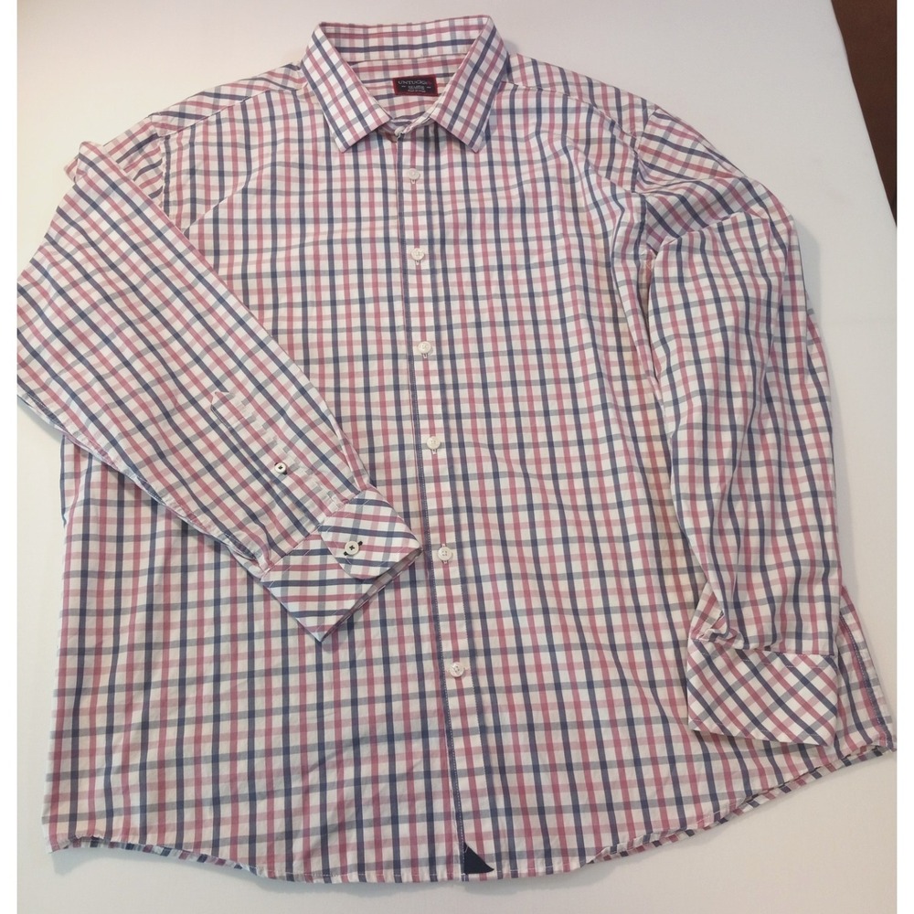 Men's UNTUCKit Long Sleeve Button Down Shirt, XXL, Plaid